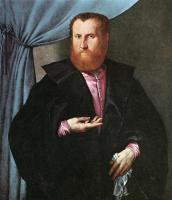 Lotto, Lorenzo - Portrait of a Man in Black Silk Cloak
